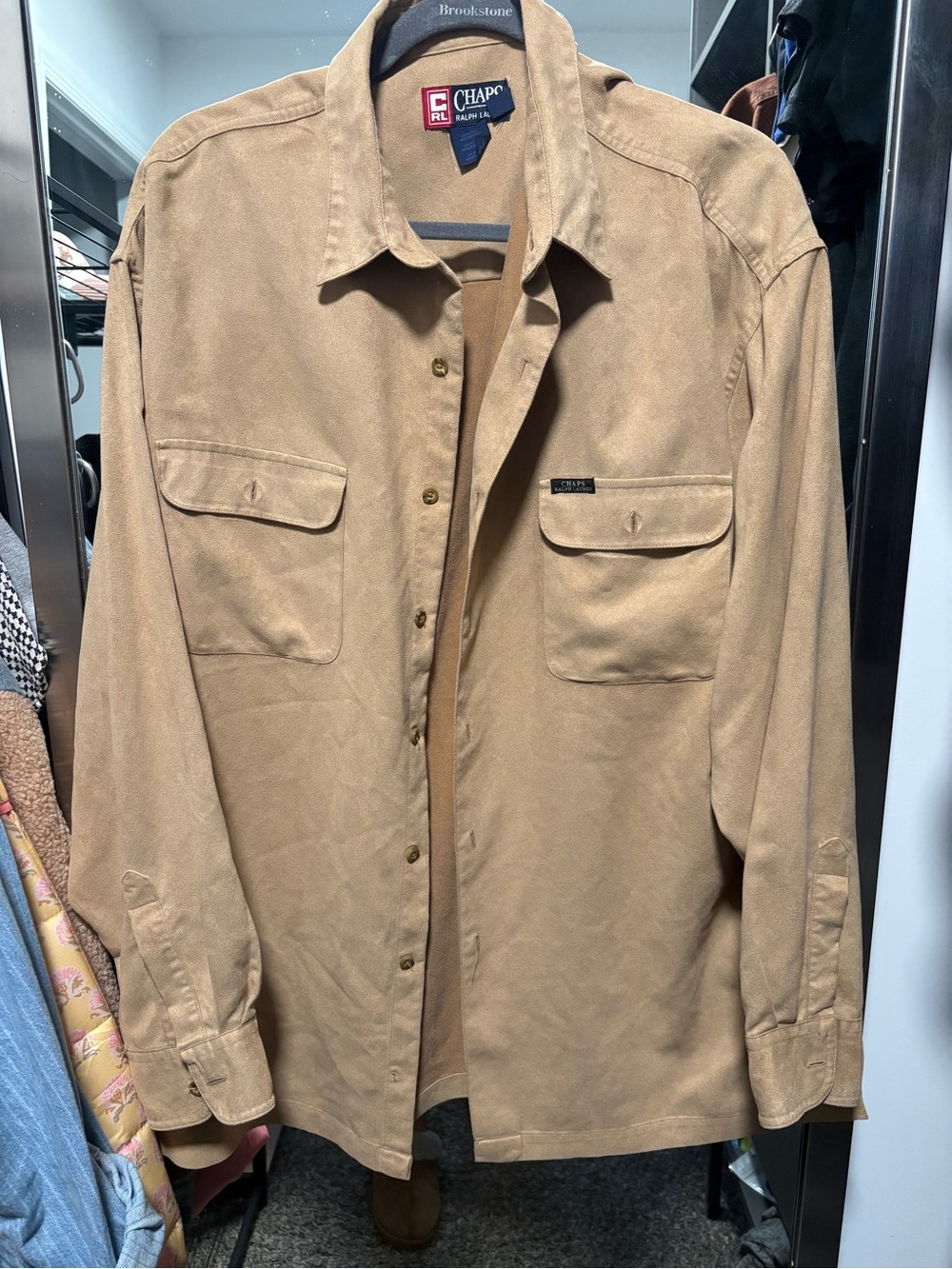 Ralph Lauren Chaps Men's Light Brown Button-Front Shirt Jacket